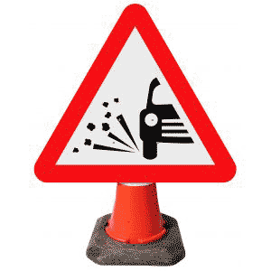 Loose Chippings on Road Ahead - 7009 