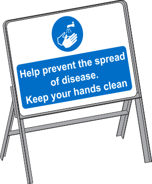 Covid 19 Freestanding Hand Wash Stanchion Sign Help prevent the spread of disease. Keep your hands clean