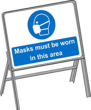 Covid 19 Wear Mask Freestanding Stanchion Sign Masks must be worn in this area