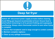 deep fat fryer sign Instructions for usage of deep fat frying machine
