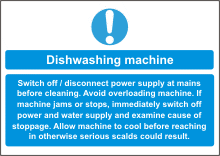 dishwashing machine sign Instructions for useage / maintenance of commercial dishwasher