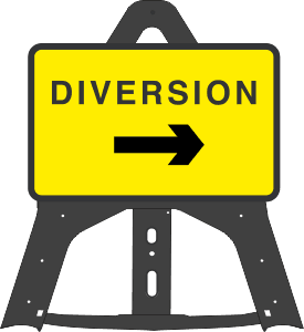 754 Diversion Right Folding Plastic Sign 
