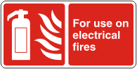 electrical fire sign Illustration of fire extinguisher with text For use on electrical fires