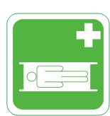 First Aid Stretcher Man on stretcher pictogram with first aid cross