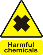 Harmful Chemicals Irritant pictogram with the text Harmful chemicals