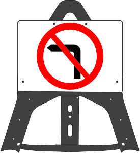 No Left Turn 612 Folding Plastic Sign 