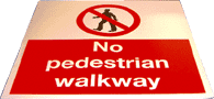 no pedestrians floor sign 
