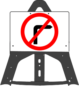 No Right Turn 612 Folding Plastic Sign 