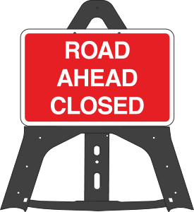 Road Ahead Closed Folding Plastic Sign 