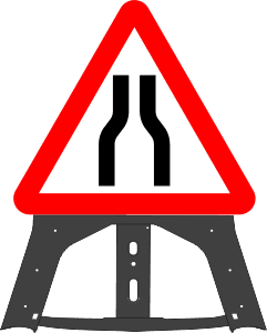 Road Narrows Both Sides Folding Plastic Sign 