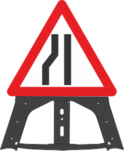 Road Narrows Left Folding Plastic Sign 