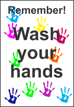Covid 19 Wash Hands Sign for Schools - 5 Pack Remember! Please Wash your hands
