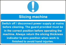 slicing machine sign Instructions for useage of the slicing machine