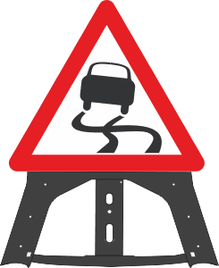 557 Slippery Road Folding Plastic Sign 