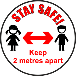 Covid 19 School Social Distancing Floor Sign 1 - 10 Pack Stay Safe! Stay 2m apart