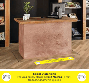 Covid 19 Social Distancing Floor Sign 4 - 5 Pack For your safety please keep 2 meters (6 feet) from one another in queues
