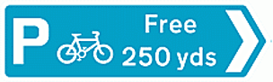 DOT No 2604  Parking for Cycles X yards  safety sign