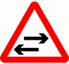 DOT No 522   Two-way traffic on route crossing ahead  safety sign