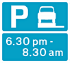 DOT No 667.1  parking on verge permitted 2 at certain times  safety sign