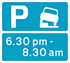 DOT No 667.1 partial parking on verge permitted at certain times  safety sign