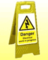Caution electrical work in progress freestanding sign  safety sign
