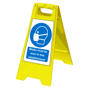 Covid 19 Masks must be worn Freestanding A-board Sign  safety sign