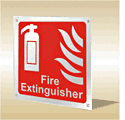Brushed aluminium fire extinguisher sign  safety sign