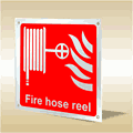Brushed aluminium fire hose reel sign  safety sign