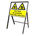 Caution ICY Conditions Stanchion Sign  safety sign