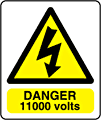 Danger 11000 volts sign  safety sign