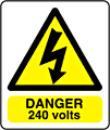 Danger 240 volts sign  safety sign