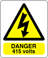 Danger 415 volts sign  safety sign