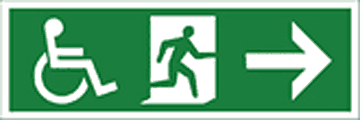 Disabled fire exit arrow right  safety sign