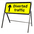 Diverted traffic arrow ahead  safety sign