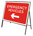 Emergency vehicles arrow left  safety sign
