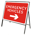 Emergency vehicles arrow right  safety sign