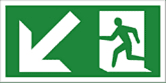 Fire exit arrow down left sign  safety sign
