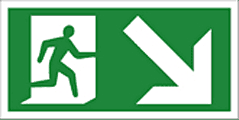Fire exit arrow down right sign  safety sign