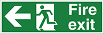 Fire exit arrow left HSE sign  safety sign