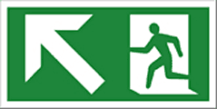 Fire exit arrow up left sign  safety sign