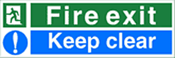 Fire exit keep clear sign  safety sign