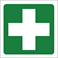 Green first aid cross sign  safety sign