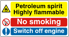 Petroleum spirit sign  safety sign