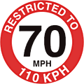 Restricted-to-70-mph  safety sign