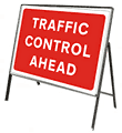 Traffic control ahead  safety sign