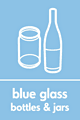 Blue glass bottles and jars  safety sign