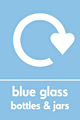 Blue glass bottles and jars recycle  safety sign