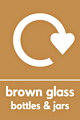 Brown glass bottles and jars recycle  safety sign