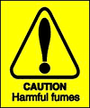caution harmful fumes  safety sign