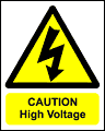 caution high voltage  safety sign